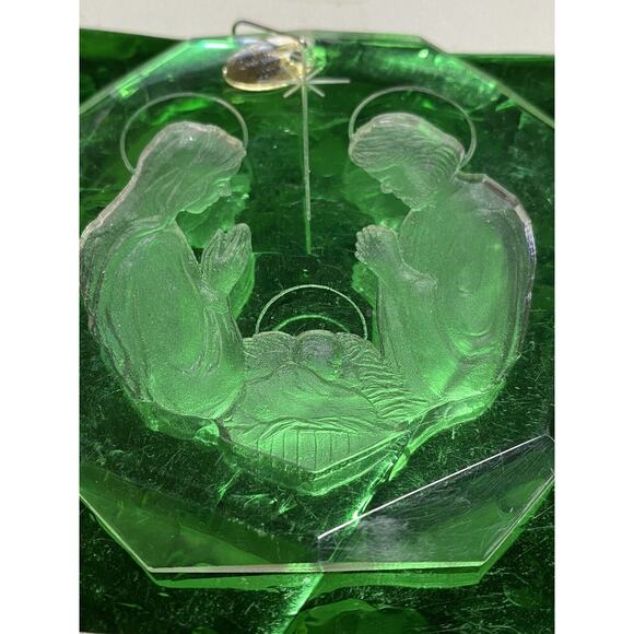 Amsun Ind. Nativity Manger Scene 1977 Acrylic Vintage Christmas Tree Ornament - Picture 3 of 5